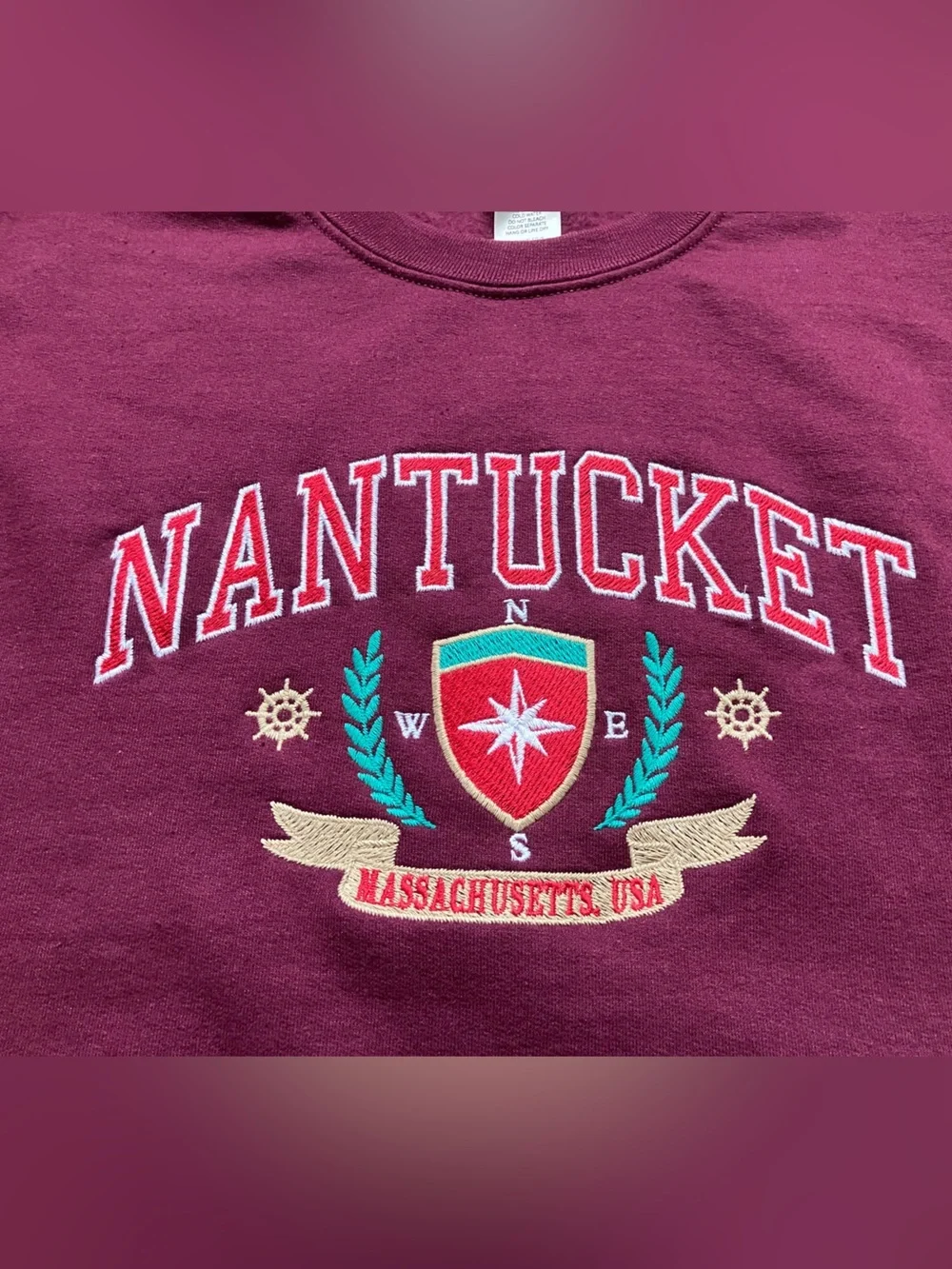 Altar'd State Oversized Nantucket Embroidered cotton blend crewneck size S